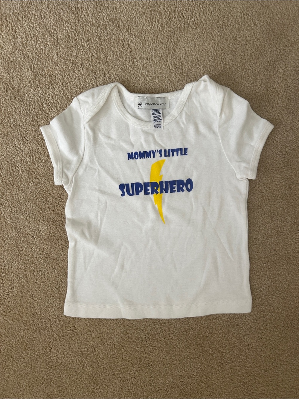 White "Mommy's Little Superhero" Graphic Tee